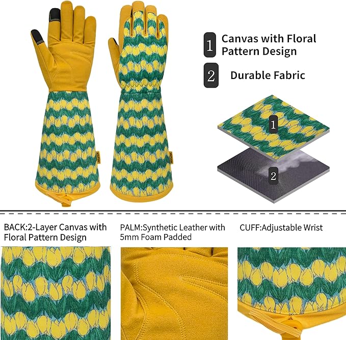 Long Gardening Garden Gloves,Thorn-proof&Puncture Resistance Rose Cactus Gauntlet Glove for Gardener,Gifts