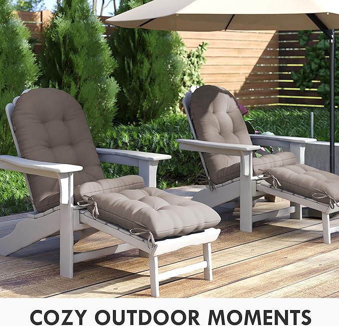 Adirondack Chair Cushion with Ottoman, Folding Adjustable Adirondack Seat Cushions, Waterproof Adirondack Patio Chair Pads for Garden, Deck, or Poolside, Small-Beige-1