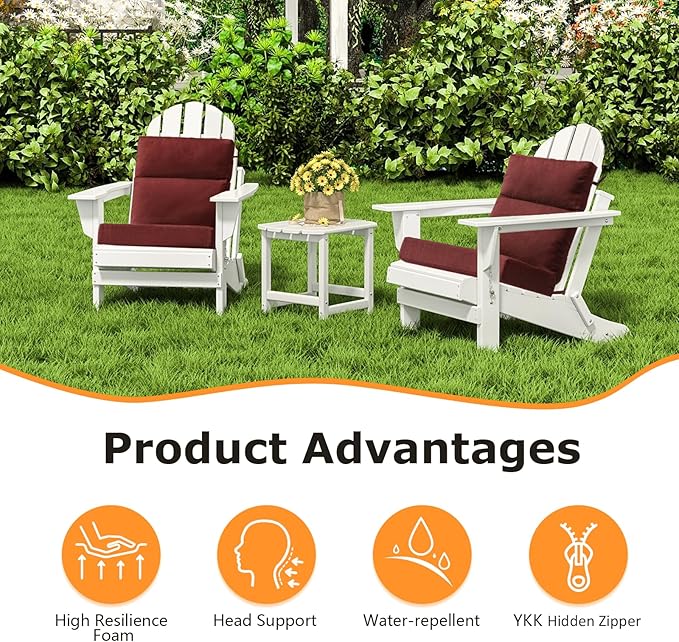 Sunbrella Outdoor High Back Chair Cushion Seat Pads, 44 x 21 Inch Water-Repellent & Fade-Resistant Patio Furniture Cushions with Ties for Adirondack, Rocking Chairs, Spectrum Brick