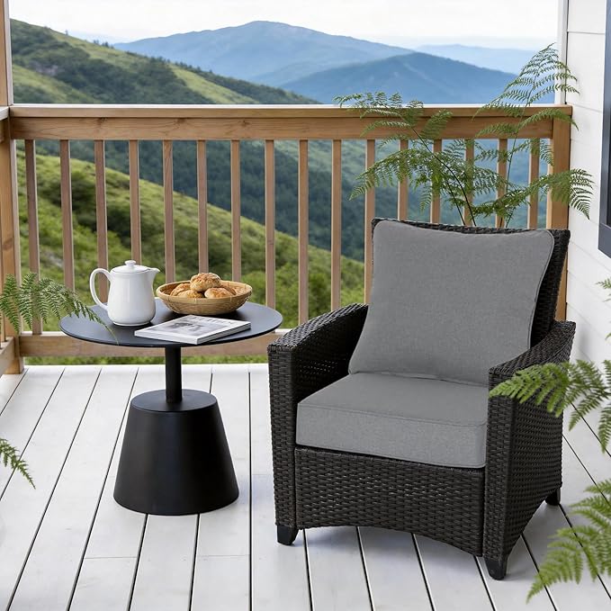 COZYVIDA Outdoor Deep Seat Cushion Set of 2, 22"x24" Seat & 23"x19" Back, C0 Water-Resistant Breathable Fabric, UV-Resistant 1000+ Hrs, 30D Foam with Recycled Fiber Fill,Light Grey