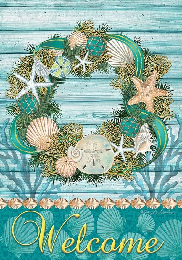 Briarwood Lane Coastal Wreath Summer Garden Flag