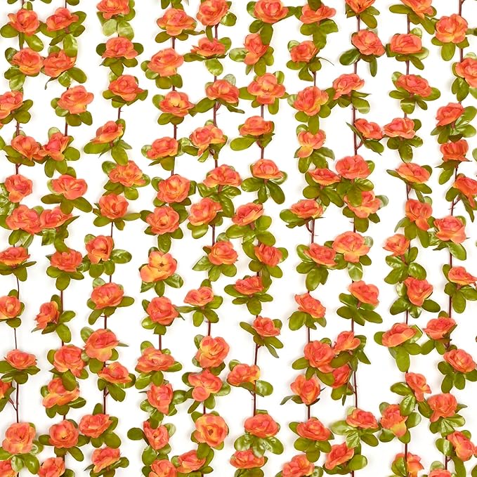 BLEUM CADE 5Pcs 41Ft Flowers Garland Artificial Rose Vines for Bedroom, Cute Fake Hanging Flower Vines Floral Garland Decorations for Wedding Party Wall Room Decor Aesthetic