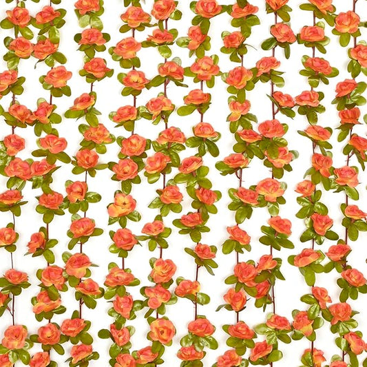 BLEUM CADE 5Pcs 41Ft Flowers Garland Artificial Rose Vines for Bedroom, Cute Fake Hanging Flower Vines Floral Garland Decorations for Wedding Party Wall Room Decor Aesthetic