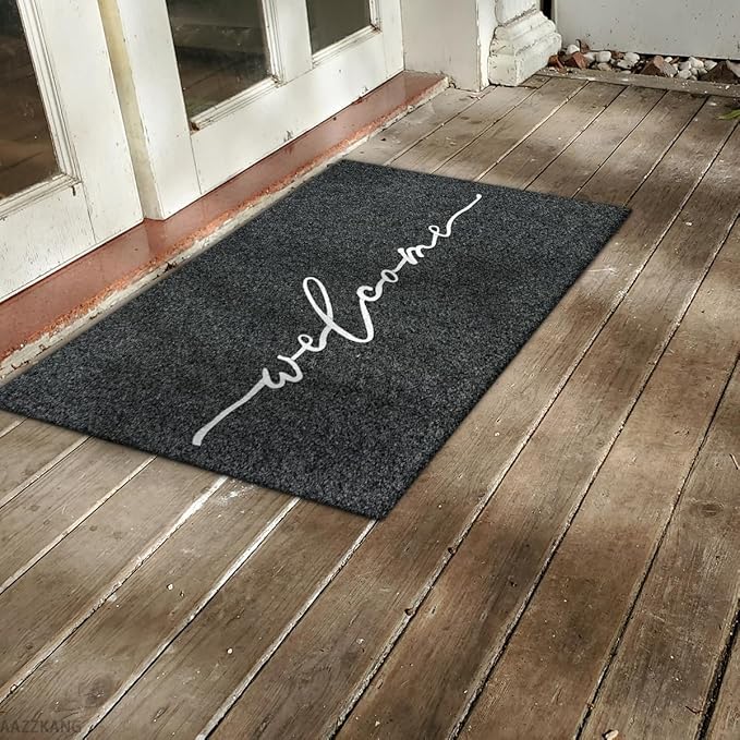 AAZZKANG Welcome Mats for Front Door Large 24"x36" with Non Slip Rubber Backing Easy to Clean Entry Door mat for Indoor High Traffic Areas Outdoor Doormat