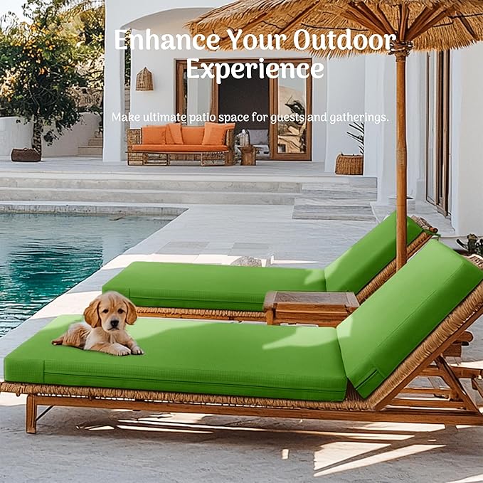 Codi Chaise Lounge Cushions Outdoor, Pool Lounges Chair Cushion Set, Waterproof for Patio Furniture, 80 x 26 x 3.5 Inch 1PK Green