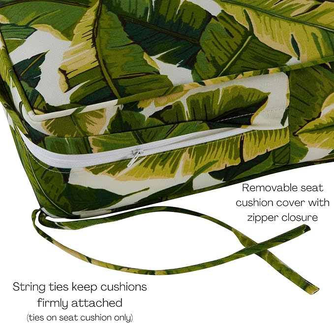 Greendale Home Fashions Outdoor Reversible 2-Piece Deep Seat Cushion Set, Tropical White