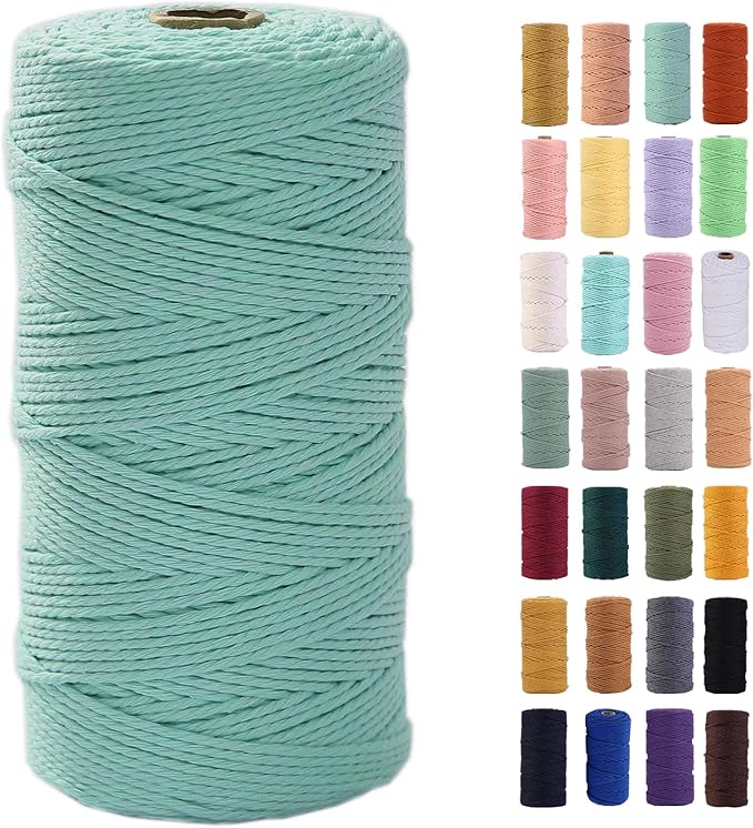 MAOQIAN Light Green Macrame Cord 2mm x 220Yards, Colored Cotton Rope Soft Craft Cord Twine for Wall Hanging, Plant Hangers, Crafts, Decorative Projects