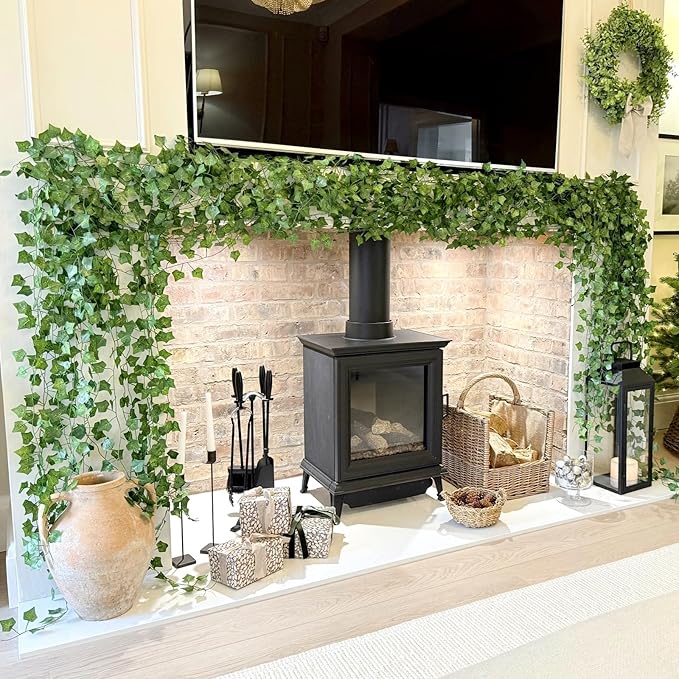 CQURE 72 Pack 504Ft Artificial Ivy Fake Vines,Ivy Garland Greenery Garland Fake Hanging Plants Vines Aesthetic Green Leaves for Bedroom Wedding Party Garden Wall Room Decor…