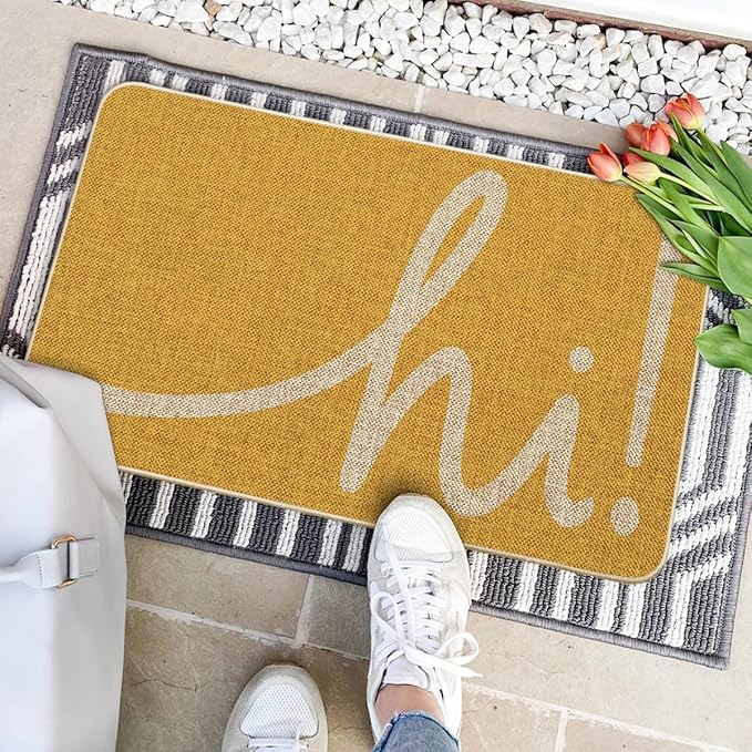 Artoid Mode Yellow Hi Regular Doormat, Home Decor Low-Profile Switch Rug Welcome Door Mat Floor Mat for Front Door Indoor Outdoor 17x29 Inch