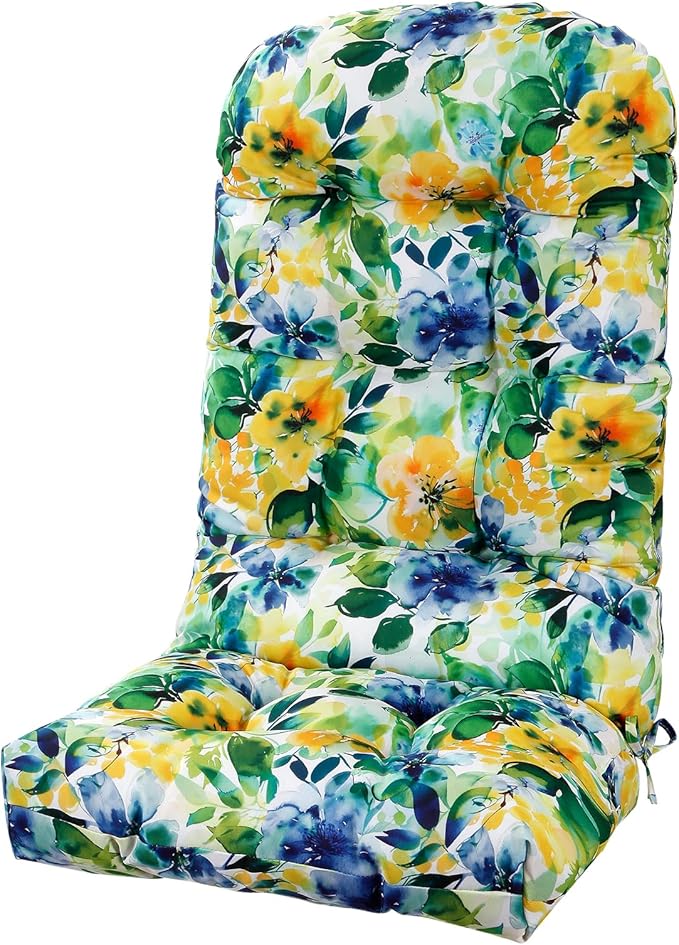 Adirondack Chair Cushion, High Back Patio Chair Cushions 48 x 19.7 x 4.7 Inch, Indoor/Outdoor Thickened Rocking Chair Cushion, Fade-Resistant & Waterproof (Flower Green, Set of 1)