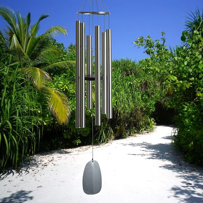 Woodstock Chimes Signature Collection, Bells of Paradise, Silver 54", Decor Designs Wind Chimes for Outdoor, Patio, Home or Garden Décor (BPS54)