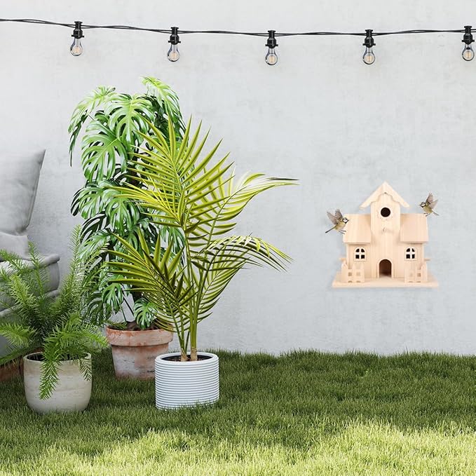 Wooden Bird House Bird Nest Unfinished Unpainted Wood Birdhouse Hanging Sleeping Nest, Indoor Outdoor Window Bird House, Garden Bird Bed for Hummingbird Parrot Sparrow