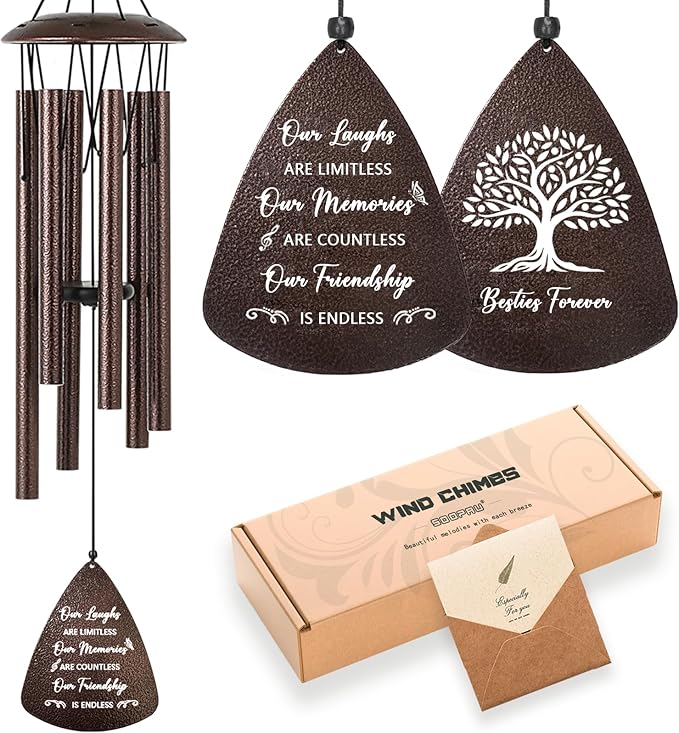 Gifts for Best Friend Women Men, 32" Bronze Wind Chimes Friendship Gifts, Bestie Gift for Women, Christmas Birthday Gift Idea for Bestfriend BFF