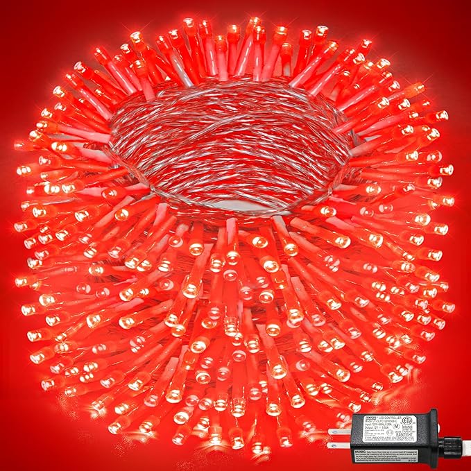165FT 500 LED Outdoor String Lights, Connectable Valentines String Lights Waterproof with 8 Modes, Plug in Twinkle Fairy Lights Clear Wire for Indoor Bedroom Garend Wedding Patio Decorations, Red