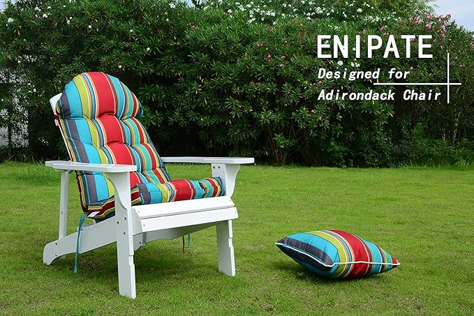Enipate Weather Resistant Adirondack Chair Cushions High Back Indoor Outdoor Patio Tufted Lounge Cushion Seat Pads