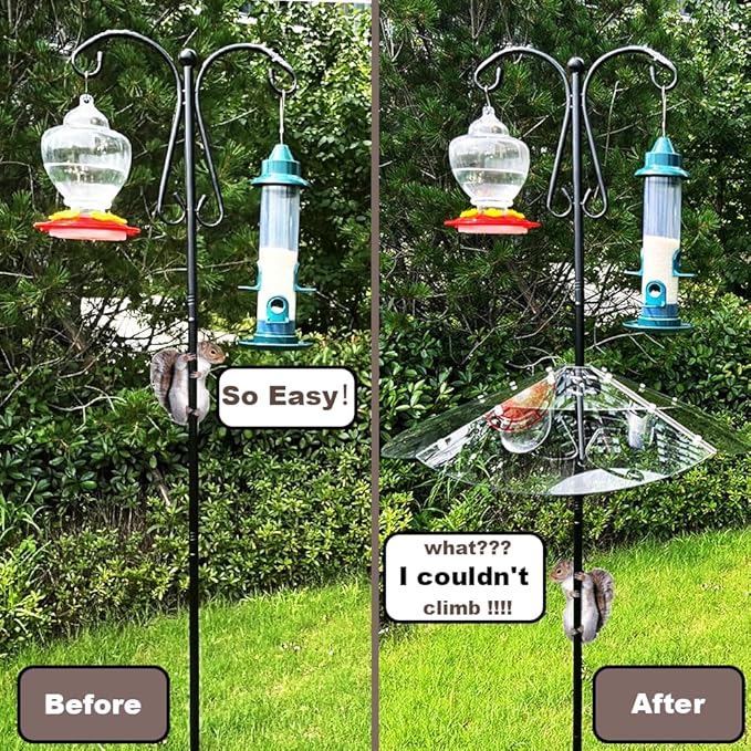 24inch Squirrel Baffle for Bird Feeder Pole,Made of Transparent Extra Thick Pc Material, Bird Feeder Protection for Outdoor Shepherd's Hooks.