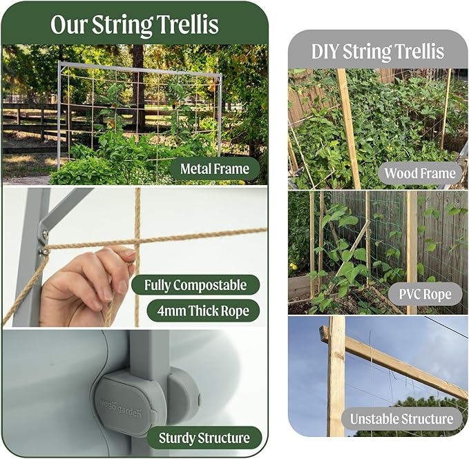 Vego Garden Metal Frame Climbing Trellis, Garden Trellis for Tomato Plants Like Cucumber Beans Tomatoes & Vines, 6.5ft Long Metal Trellis for Raised Garden Beds