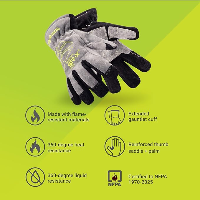 HexArmor FireArmor SR-X 8180 Firefighting Gloves, Structural, NFPA 1971:2018 Certified, Nomex & Kevlar, Flame-Resistant