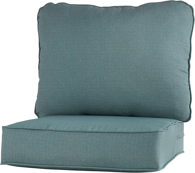 Greendale Home Fashions Outdoor Reversible 2-Piece Deep Seat Cushion Set, Seafoam