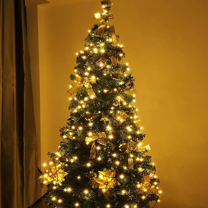 PMS 100-1000 LED Christmas Lights, Low Voltage Fairy String Lights with 8 Modes, Ideal for Xmax Tree, Garden, Home, Party, Halloween Festival Deco (Warm White, 500 LEDs)