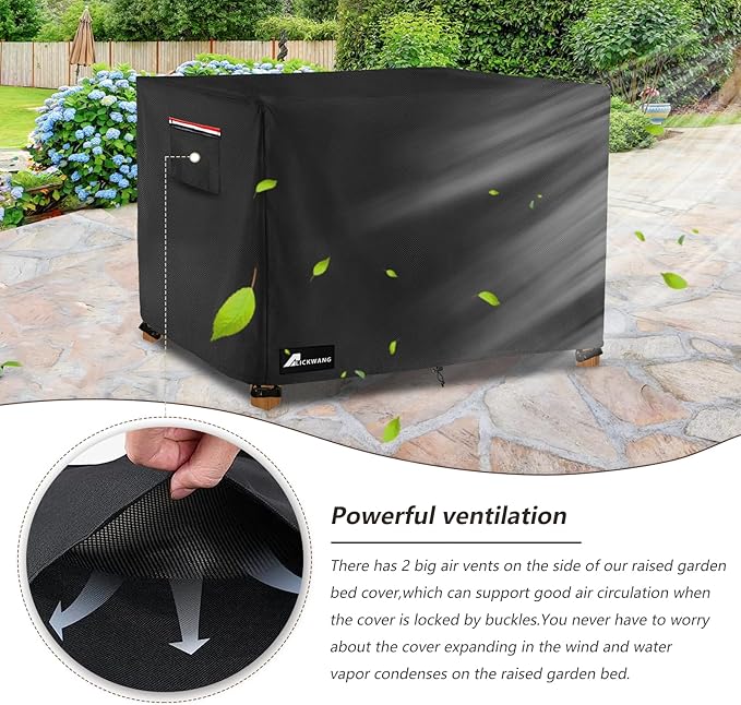 Outdoor Raised Garden Bed Cover,Heavy Duty 600D Waterproof Elevated Wood Planter Box Stand Cover for Winter,48"L x 24"Wx 30"H Inch(Black,Covers Only)