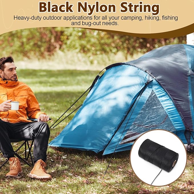 Black Nylon String,1000ft 2mm UV-Resistant Nylon Cord Twine for Garden,Tomato,Climbing Plant,Tie Floristry,Fishing,Wrapping,Camping and Outdoor Survival,Netting Home Improvement