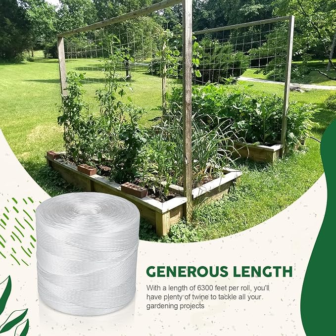 Tomato Twine 6300 Ft - Heavy Duty Polypropylene Twine White