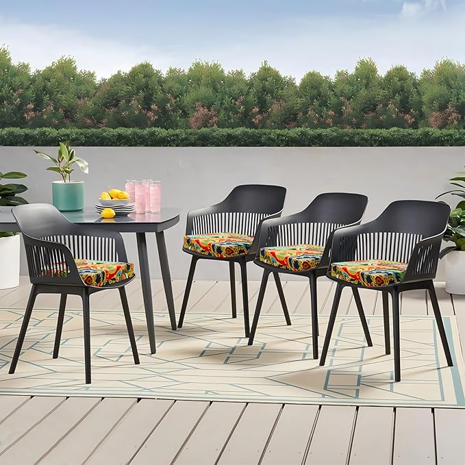 Outdoor Chair Cushions Set of 4, 18.5 x 16 Inch Patio Chair Cushions for Outdoor Furniture, Water Resistant, Non-Slip Ties(Paisley)