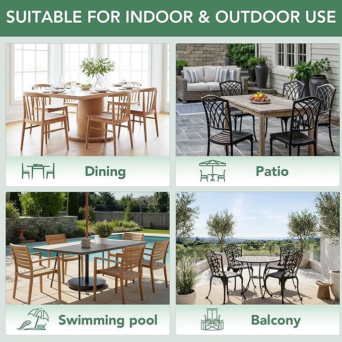 Outdoor Chair Cushions Set of 4: Waterproof & Fade Resistant Patio Furniture Cushions - 17 x 16 x 2 Inch Non Slip Round Corner Seat Cushion Pads with Removable Cover for Garden Yard Lawn, Cream