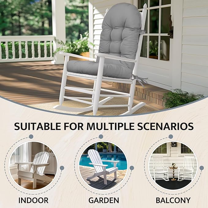 mudilun Adirondack Chair Cushion with Tie Outdoor Adirondack Chair Cushions Thick Tufted High Back Rocking Chair Cushions for Indoor Patio Furniture Chair Pads