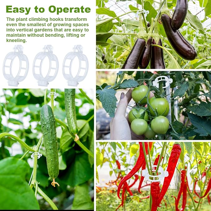 20Pcs Tomato Hooks with String, Tomato Support Hooks, Tomato Holder Hooks & Plant Support Clips with 33.3ft Twine to Prevent Tomatoes from Pinching or Falling Off