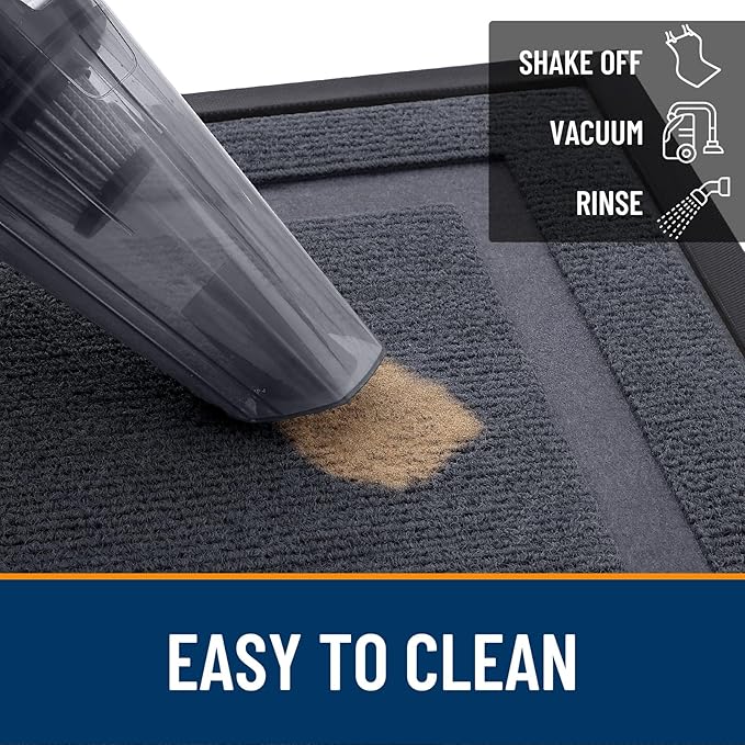 OLANLY Front Door Mat Indoor Outdoor Entrance, Waterproof All-Season, All-Weather Doormat, Sturdy Natural Rubber, Fade Resistant, Low Profile, Easy Clean Patio Porch Entryway Mat, 59x40, Light Grey