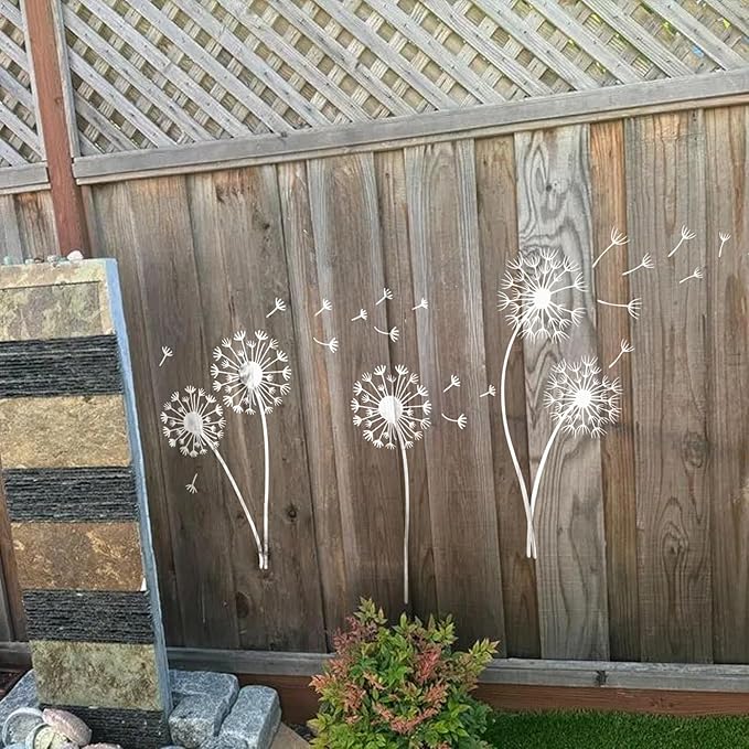 Large Flower Stencils for Painting Garden Fence Dandelion Floral Stencil Templates Painting on Wood Furniture Wall Mural (Dandelion)