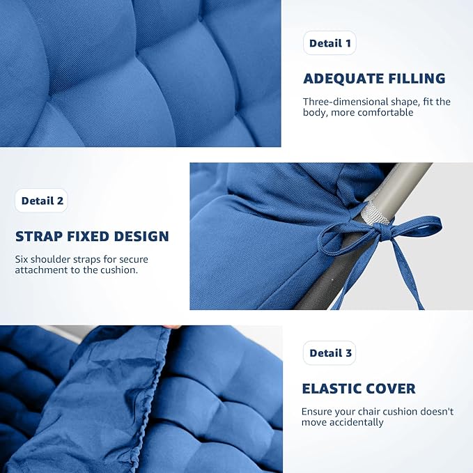 Patio Lounge Chair Cushion, Waterproof Zero Gravity Chair Cushions with Ties, 66x21x4 Inches Chaise Lounge Chair Cushion for Outdoor Indoor Furniture, Royal Blue (Only Cushion)