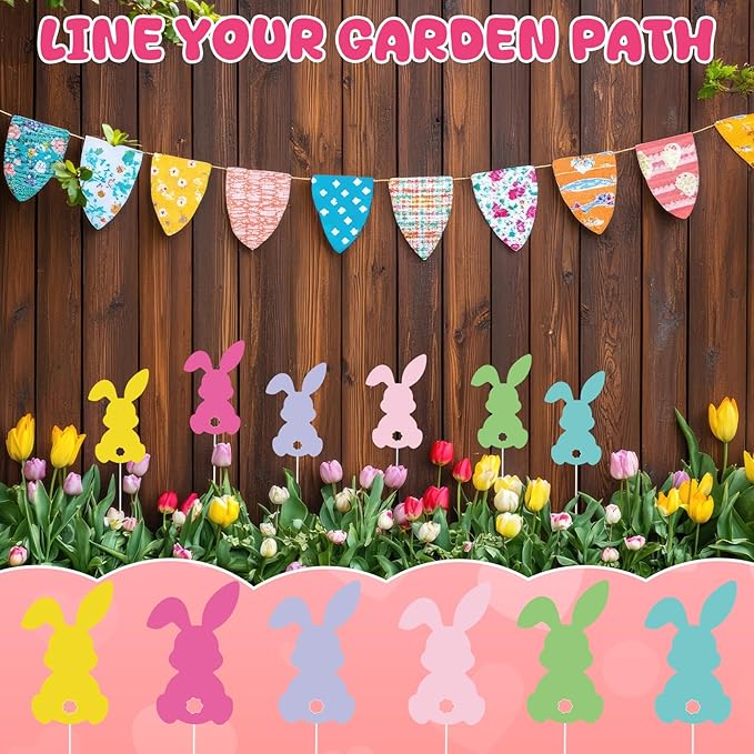 Amyhill 18 Pcs St. Patrick's Day Outdoor Decorations Easter Garden Stakes Outdoor Shamrock Bunny Garden Stakes, Metal St. Patrick's Day Easter Decor, Heart Metal Stake for Patio Lawn Yard Planter Pot