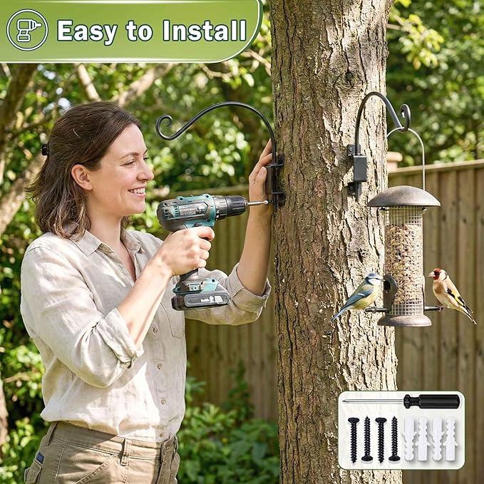 AJART Bird Feeder Hanger for Outside:22-inch Swivel Hanging Plant Hangers Bracket Outdoor for Garden Patio Yard Tree Wall Mount - Hummingbird Feeder Hooks