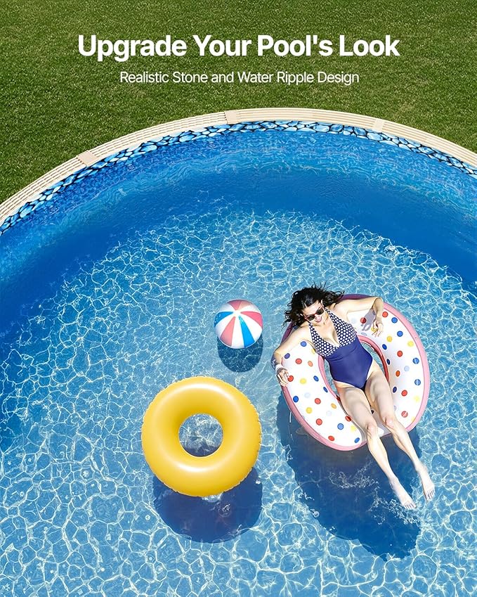 VEVOR 27-ft Round Above Ground Pool Liner, Unibead Pool Liners, Standard Gauge, 52inch Wall Height, Designed for Steel Sided Above-Ground Swimming Pools