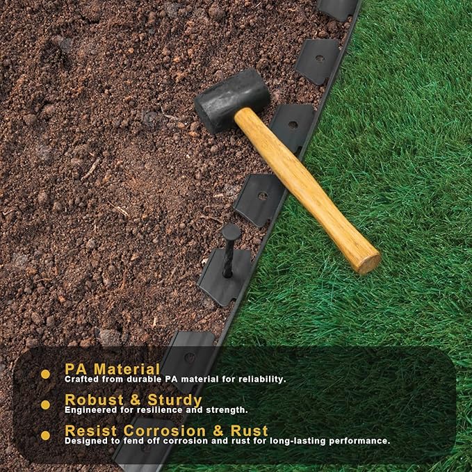100 Pack 8 Inch Plastic Landscape Edging Anchoring Stakes Garden Lawn Yard Spikes Landscaping Stakes for Paver Edging, Weed Barrier, Tent, Artificial Turf