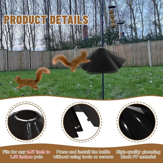 New Squirrel Baffle, Wrap Around Bird House Squirrel Guard Baffle Protect Outside Hang Bird Feeders and Pole Mount from Raccoon Squirrels Rodents Bird Feeders (19 in)