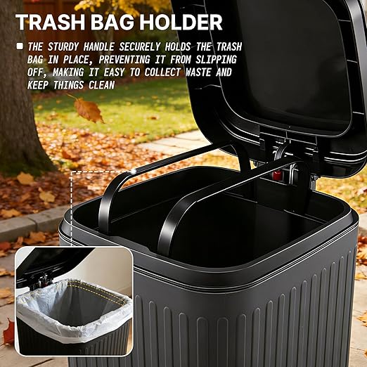 Dog Poop Trash Can Outside, 2.7Gal Dog Waste Trash Can with Lid, Foot Pedal, Dog Waste Container with 20 Bags, Pet Poop Bucket with Soft Close for Backyard Odor Control