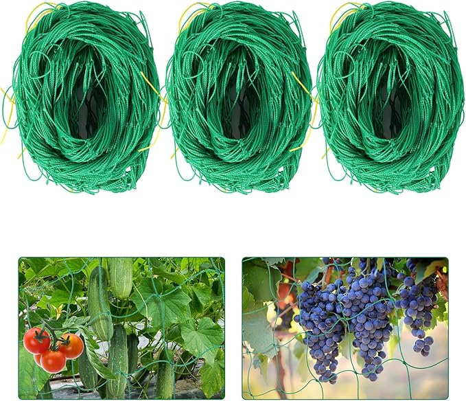 Kikhope Trellis Netting for Climbing Plants, 3 Packs 5.9ft x 5.9ft Heavy Duty Garden Trellis Netting for Cucumber, Vine, Tomato, Plants Trellis Net for Climbing Vine Plants Fruits & Vegetables