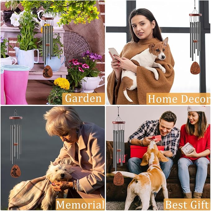 Memorial Gifts for Loss of Dog - Rainbow Bridge Pet Memorial Wind Chimes for Loss of Dogs Pet Remembrance Passing Away Gift in Memory of Dog Wind Chimes for Outside Garden Patio Condolence