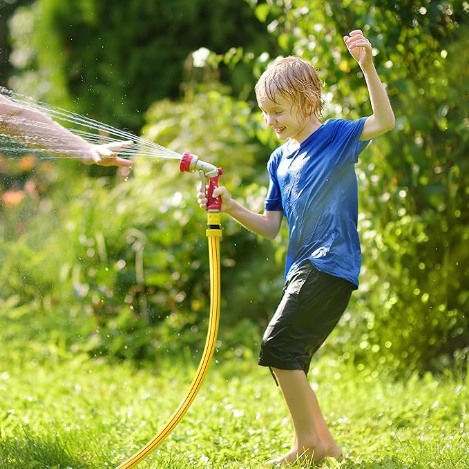 Lead-in Yellow Short Garden Hose 3/4 in. x 10 ft. -No Kink, Leak Free, Flexible, Male to Female Fittings -Heavy Duty Lightweight PVC Water Hose -150PSI Work & 500PSI Burst, for Reel Cart & Outdoor Use
