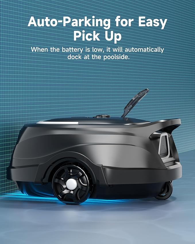 (2026 Upgraded) A1 Robotic Pool Vacuum for Above Ground Pools, Dual Filters, Self-Parking, 120-Min Runtime & 2.5h Fast Charging, Powerful Suction, Ideal for Flat Pools up to 1076 sq.ft (Black White)