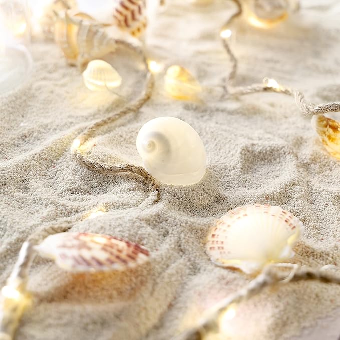 Seashell Garland Ocean Light for Beach Decor 7.2FT 39LED Battery Operated Coastal Garland Magic Conch Shell Beach Decorations for Home Coconut Girl Room Decor