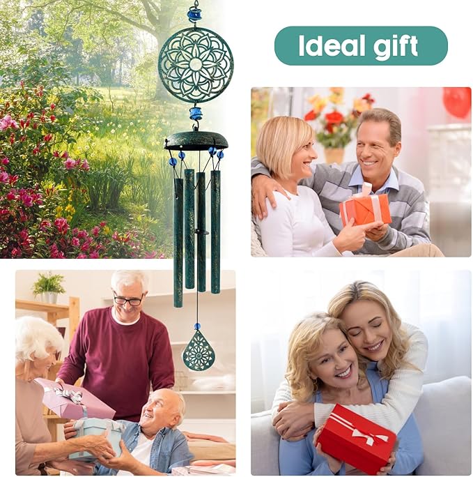 Wind Chimes for Outside Zen Atmosphere Wind Chime Windchime Outdoors for Outdoor Garden Patio Decor with Mandala Design Windchime Gifts for Mother Grandma Sisters(8 Petal)