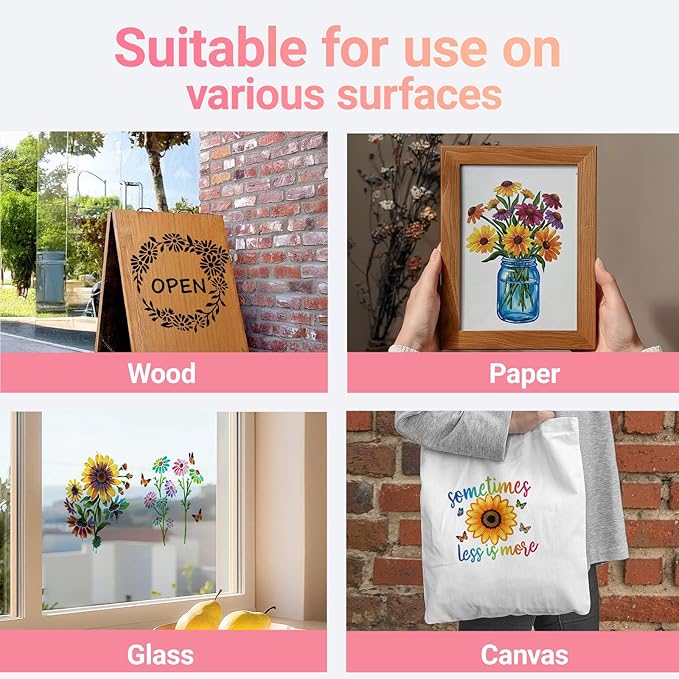 25 PCS Daisy Stencils for Painting, Stencils for Crafts Reusable 6 x 6 Inch Floral Quote Templates for Wood Signs Journals Cards and Cheerful Decor