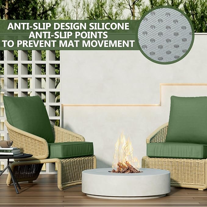 24" x 24" x 6" Outdoor Deep Seat Cushions Set - Waterproof & Fade Resistant Patio Furniture Replacement Cushions, Non-Slip Outdoor Cushions Fit Loveseats, Couches, Chairs, and Sofas.