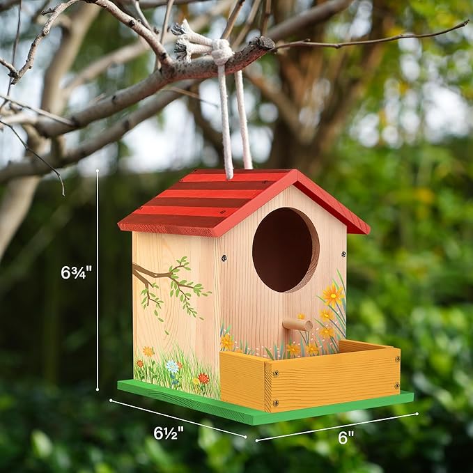LotFancy Bird House Kit, 2 Pack, DIY Wooden Birdhouse Kits, Arts and Crafts Painting Kit for Kids, Build and Paint, Including Paints & Brushes