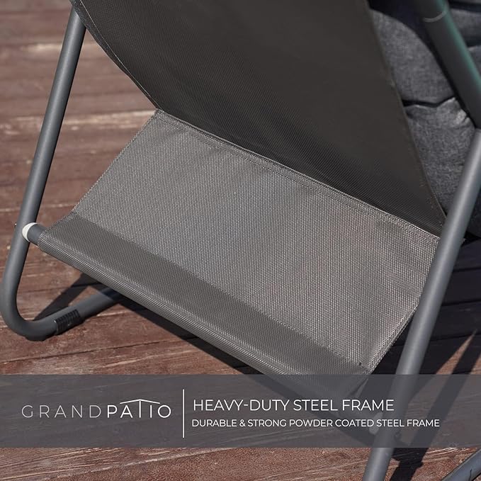 Grand patio Outdoor & Indoor 4-Piece Conversation Set E-Coated Patio Furniture, Removable Padded Olefin Cushion, Deluxe Enlarged Seat, Coffee Table, Charcoal Grey
